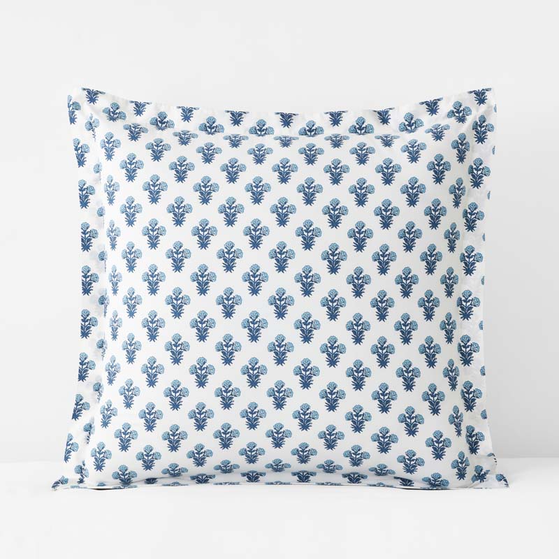 Suhana  Garment Washed Cotton Percale Sham - Blue, Euro,Blue