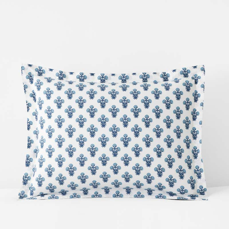 Suhana  Garment Washed Cotton Percale Sham - Blue, Standard,Blue