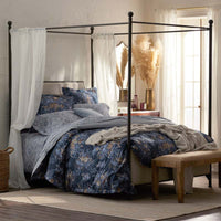 Floral Tapestry Premium Smooth Sateen Flat Bed Sheet - Blue, Full,Blue