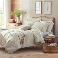 Blossom Trail Garment Washed Cotton Percale Fitted Bed Sheet - Green Tea, Twin,Green Tea