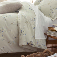 Blossom Trail Garment Washed Cotton Percale Fitted Bed Sheet - Green Tea, Twin,Green Tea