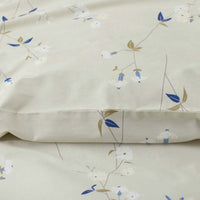 Blossom Trail Garment Washed Cotton Percale Fitted Bed Sheet - Green Tea, Twin,Green Tea