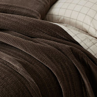 Line Stitch Velvet Quilted Sham - Dark Brown, Standard,Dark Brown