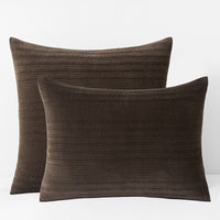 Line Stitch Velvet Quilted Sham - Dark Brown, Standard,Dark Brown