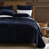 Line Stitch Quilted Sham - Navy, Standard,Navy