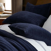 Line Stitch Quilted Sham - Navy, Standard,Navy