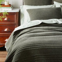 Line Stitch Quilted Sham - Olive, Standard,Olive
