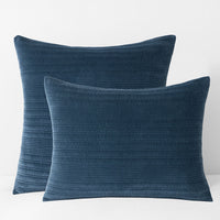 Line Stitch Velvet Quilted Sham - Smoke Blue, Standard,Smoke Blue
