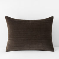 Line Stitch Velvet Quilted Sham - Dark Brown, Standard,Dark Brown