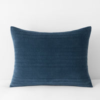 Line Stitch Velvet Quilted Sham - Smoke Blue, Standard,Smoke Blue