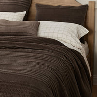 Line Stitch Velvet Quilt - Dark Brown, Full/Queen,Dark Brown