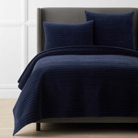 Line Stitch Quilt - Navy, Full/Queen,Navy