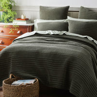 Line Stitch Quilt - Olive, Full/Queen,Olive