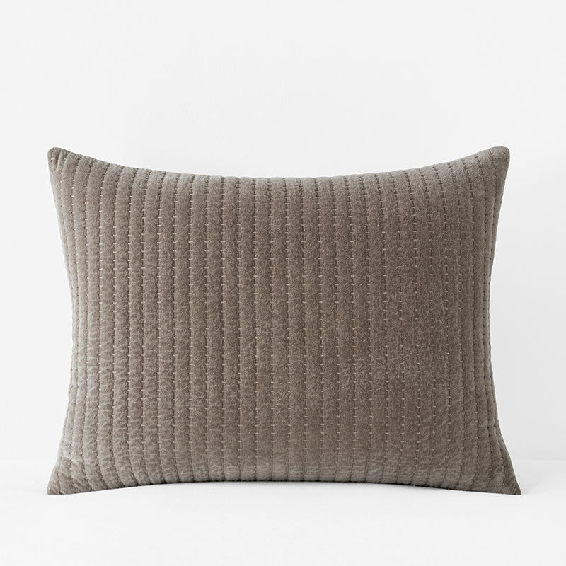 Straight Stitch Velvet Quilted Sham - Mocha, Standard,Mocha