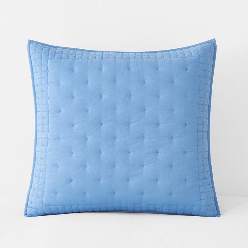 Pintuck Quilted Sham - Blue, Euro,Blue