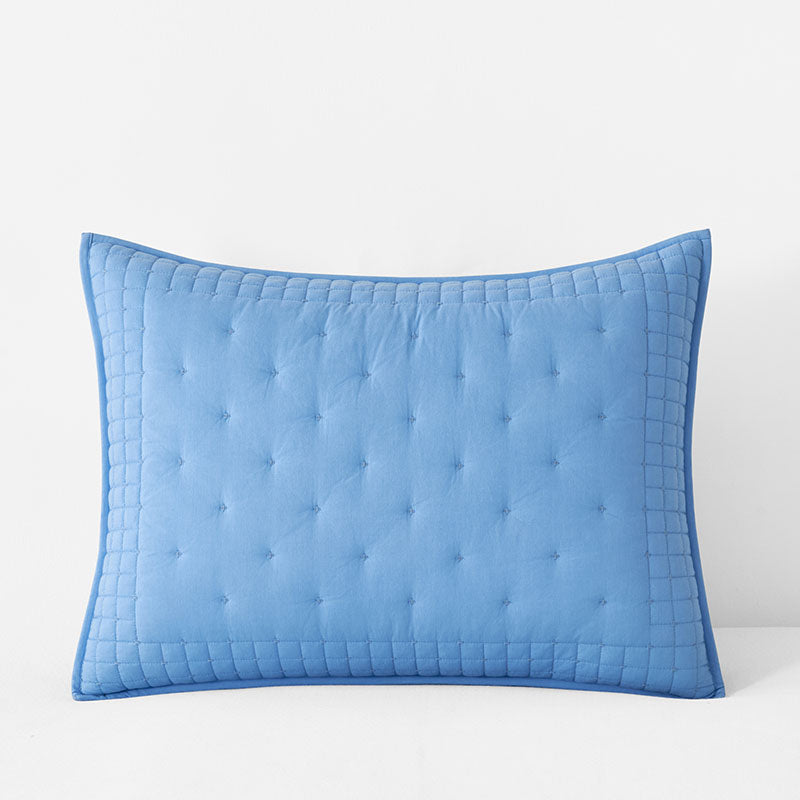 Pintuck Quilted Sham - Blue, Standard,Blue