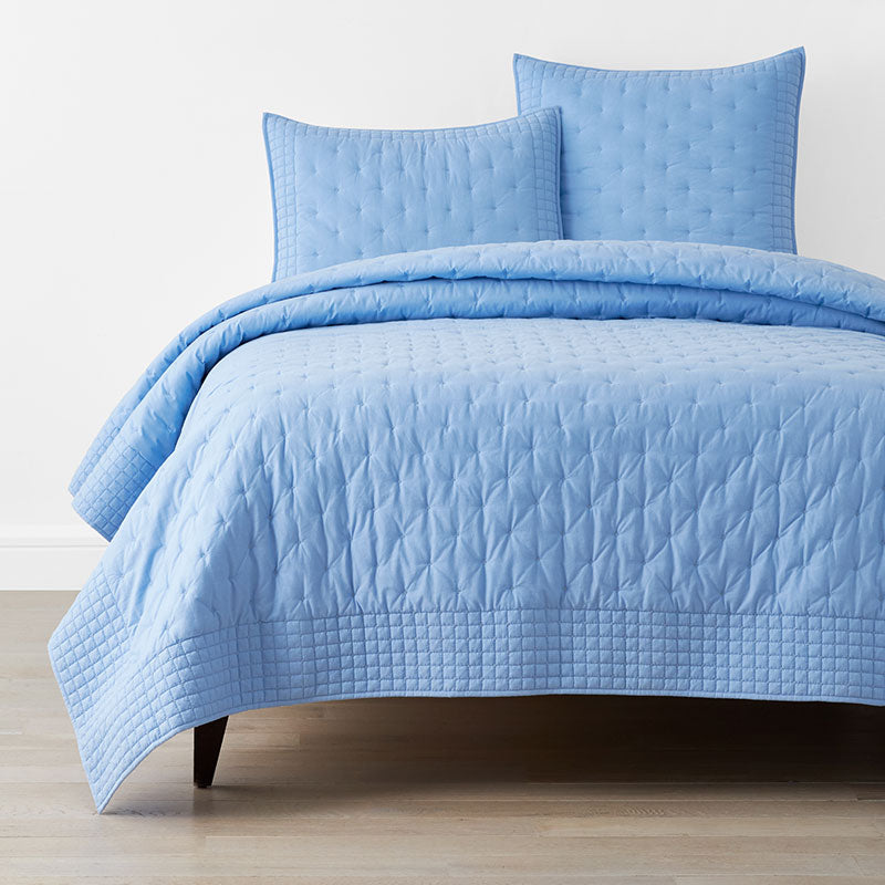 Pintuck Quilt - Blue, Full/Queen,Blue