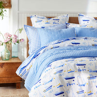 Pintuck Quilt - Blue, Full/Queen,Blue