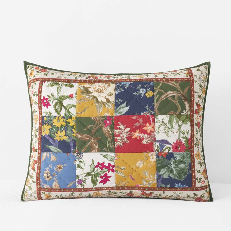Aaliyah Patchwork Quilted Sham - Green Multi, Standard,Green Multi