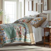 Shoshanna Reversible Patchwork Quilted Sham - Green Multi, Euro,Green Multi