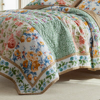 Shoshanna Reversible Patchwork Quilted Sham - Green Multi, Euro,Green Multi