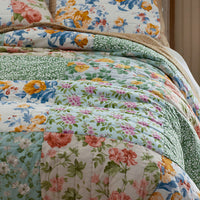 Shoshanna Reversible Patchwork Quilted Sham - Green Multi, Euro,Green Multi