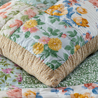 Shoshanna Reversible Patchwork Quilted Sham - Green Multi, Euro,Green Multi