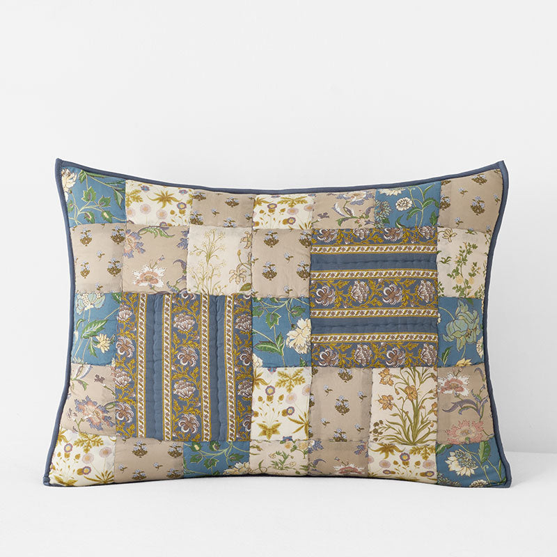 Dorothea Patchwork Quilted Sham - Blue Multi, Standard,Blue Multi
