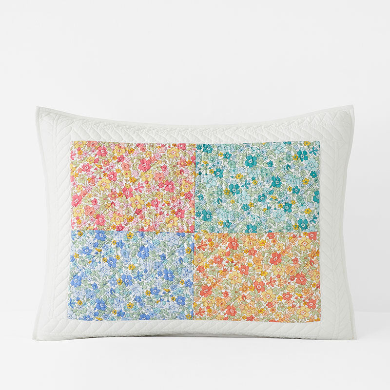 Brenna Patchwork Quilted Sham - White Multi, Standard,White Multi