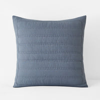 Premium Breathable Washed Linen Solid Quilted Sham - Blue Stone, Euro,Blue Stone