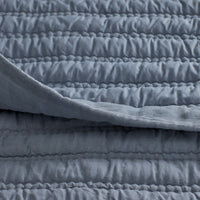 Premium Breathable Washed Linen Solid Quilted Sham - Blue Stone, Standard,Blue Stone