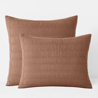 Premium Breathable Washed Linen Solid Quilted Sham - Clay, Standard,Clay