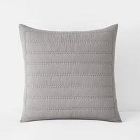 Premium Breathable Washed Linen Solid Quilted Sham - Gray, Euro,Gray
