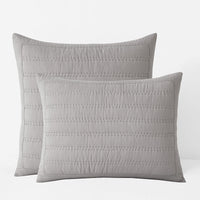 Premium Breathable Washed Linen Solid Quilted Sham - Gray, Standard,Gray