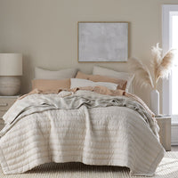 Premium Breathable Washed Linen Solid Quilted Sham - Linen, Standard,Linen