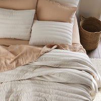 Premium Breathable Washed Linen Solid Quilted Sham - Linen, Standard,Linen