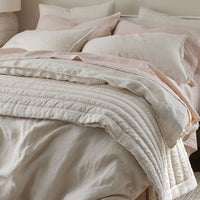 Premium Breathable Washed Linen Solid Quilted Sham - Linen, Standard,Linen