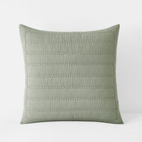 Premium Breathable Washed Linen Solid Quilted Sham - Moss, Euro,Moss