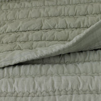 Premium Breathable Washed Linen Solid Quilted Sham - Moss, Standard,Moss