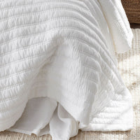 Premium Breathable Washed Linen Solid Quilted Sham - White, Standard,White