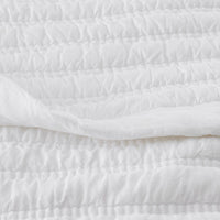 Premium Breathable Washed Linen Solid Quilted Sham - White, Standard,White