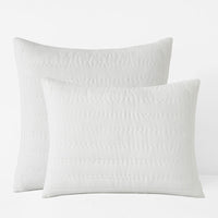 Premium Breathable Washed Linen Solid Quilted Sham - White, Standard,White