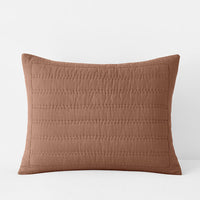 Premium Breathable Washed Linen Solid Quilted Sham - Clay, Standard,Clay
