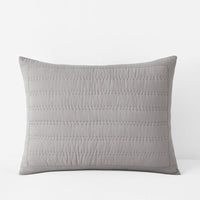 Premium Breathable Washed Linen Solid Quilted Sham - Gray, Standard,Gray