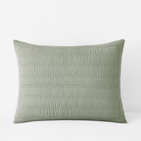 Premium Breathable Washed Linen Solid Quilted Sham - Moss, Standard,Moss