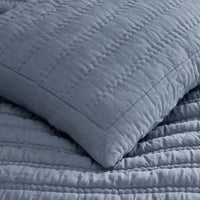 Premium Breathable Washed Linen Solid Quilt - Blue Stone, Full/Queen,Blue Stone