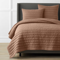 Premium Breathable Washed Linen Solid Quilt - Clay, Full/Queen,Clay