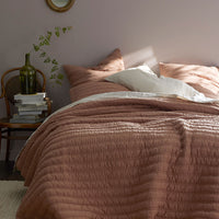 Premium Breathable Washed Linen Solid Quilt - Clay, Full/Queen,Clay
