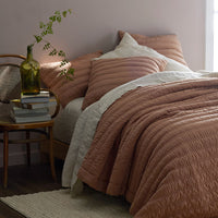 Premium Breathable Washed Linen Solid Quilt - Clay, Full/Queen,Clay
