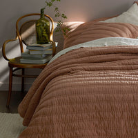 Premium Breathable Washed Linen Solid Quilt - Clay, Full/Queen,Clay